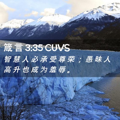 Picture 02 - 箴 言 3:35 CUVS - 智 慧 人 必 承 受 尊 荣 ； 愚 昧 人 - Bible Verse Picture