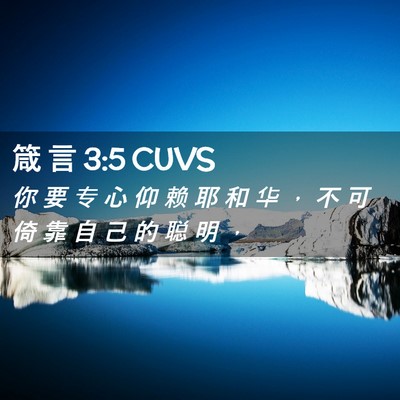 Picture 02 - 箴 言 3:5 CUVS - 你 要 专 心 仰 赖 耶 和 华 ， 不 可 - Bible Verse Picture