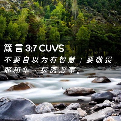Picture 02 - 箴 言 3:7 CUVS - 不 要 自 以 为 有 智 慧 ； 要 敬 畏 - Bible Verse Picture