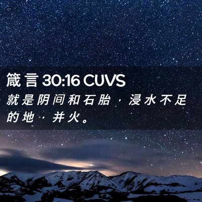 Picture 02 - 箴 言 30:16 CUVS - 就 是 阴 间 和 石 胎 ， 浸 水 不 足 - Bible Verse Picture