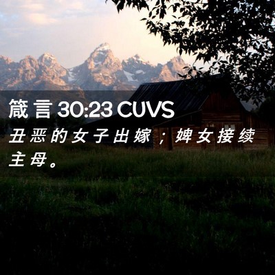 Picture 02 - 箴 言 30:23 CUVS - 丑 恶 的 女 子 出 嫁 ； 婢 女 接 续 - Bible Verse Picture