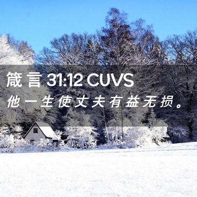 Picture 02 - 箴 言 31:12 CUVS - 他 一 生 使 丈 夫 有 益 无 损 - Bible Verse Picture