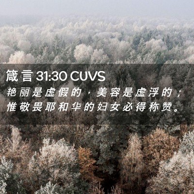 Picture 02 - 箴 言 31:30 CUVS - 艳 丽 是 虚 假 的 ， 美 容 是 虚 浮 - Bible Verse Picture