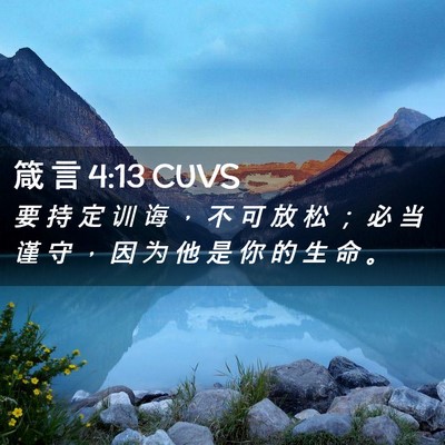 Picture 02 - 箴 言 4:13 CUVS - 要 持 定 训 诲 ， 不 可 放 松 ； 必 - Bible Verse Picture