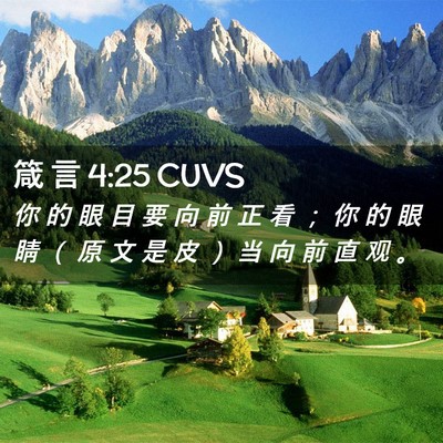 Picture 02 - 箴 言 4:25 CUVS - 你 的 眼 目 要 向 前 正 看 ； 你 的 - Bible Verse Picture