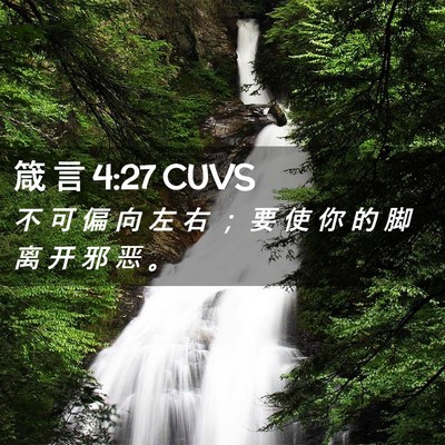 Picture 02 - 箴 言 4:27 CUVS - 不 可 偏 向 左 右 ； 要 使 你 的 脚 - Bible Verse Picture
