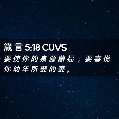 Picture 02 - 箴 言 5:18 CUVS - 要 使 你 的 泉 源 蒙 福 ； 要 喜 悦 - Bible Verse Picture