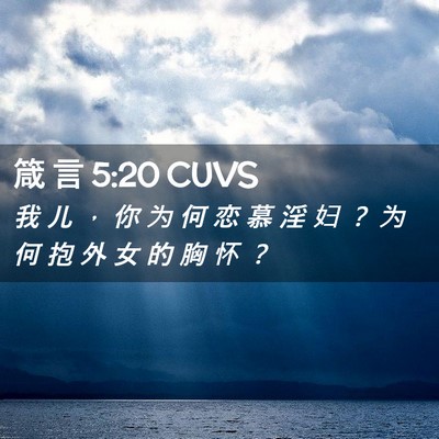 Picture 02 - 箴 言 5:20 CUVS - 我 儿 ， 你 为 何 恋 慕 淫 妇 ？ 为 - Bible Verse Picture