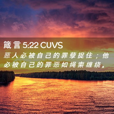 Picture 02 - 箴 言 5:22 CUVS - 恶 人 必 被 自 己 的 罪 孽 捉 住 ； - Bible Verse Picture