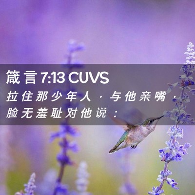 Picture 02 - 箴 言 7:13 CUVS - 拉 住 那 少 年 人 ， 与 他 亲 嘴 ， - Bible Verse Picture