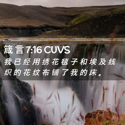 Picture 02 - 箴 言 7:16 CUVS - 我 已 经 用 绣 花 毯 子 和 埃 及 线 - Bible Verse Picture