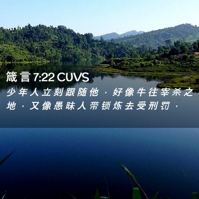 Picture 02 - 箴 言 7:22 CUVS - 少 年 人 立 刻 跟 随 他 ， 好 像 牛 - Bible Verse Picture