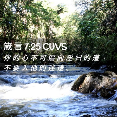 Picture 02 - 箴 言 7:25 CUVS - 你 的 心 不 可 偏 向 淫 妇 的 道 ， - Bible Verse Picture