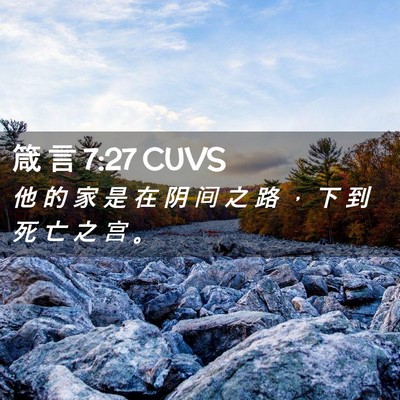 Picture 02 - 箴 言 7:27 CUVS - 他 的 家 是 在 阴 间 之 路 ， 下 到 - Bible Verse Picture