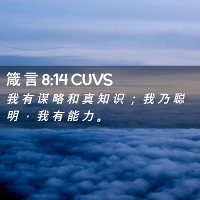 Picture 02 - 箴 言 8:14 CUVS - 我 有 谋 略 和 真 知 识 ； 我 乃 聪 - Bible Verse Picture