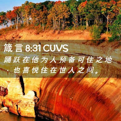 Picture 02 - 箴 言 8:31 CUVS - 踊 跃 在 他 为 人 预 备 可 住 之 地 - Bible Verse Picture
