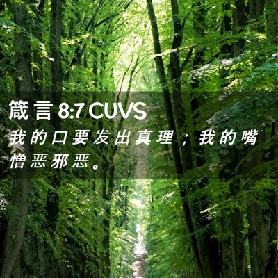 Picture 02 - 箴 言 8:7 CUVS - 我 的 口 要 发 出 真 理 ； 我 的 嘴 - Bible Verse Picture