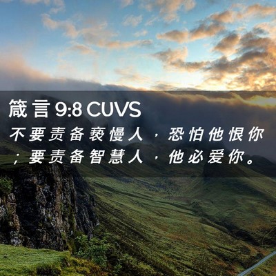 Picture 02 - 箴 言 9:8 CUVS - 不 要 责 备 亵 慢 人 ， 恐 怕 他 恨 - Bible Verse Picture