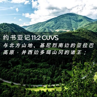Picture 02 - 约 书 亚 记 11:2 CUVS - 与 北 方 山 地 、 基 尼 烈 南 边 的 - Bible Verse Picture