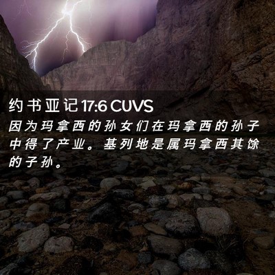 Picture 02 - 约 书 亚 记 17:6 CUVS - 因 为 玛 拿 西 的 孙 女 们 在 玛 拿 - Bible Verse Picture