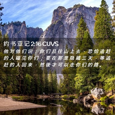 Picture 02 - 约 书 亚 记 2:16 CUVS - 他 对 他 们 说 ： 你 们 且 往 山 上 - Bible Verse Picture