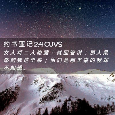 Picture 02 - 约 书 亚 记 2:4 CUVS - 女 人 将 二 人 隐 藏 ， 就 回 答 说 - Bible Verse Picture