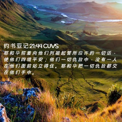 Picture 02 - 约 书 亚 记 21:44 CUVS - 耶 和 华 照 着 向 他 们 列 祖 起 誓 - Bible Verse Picture