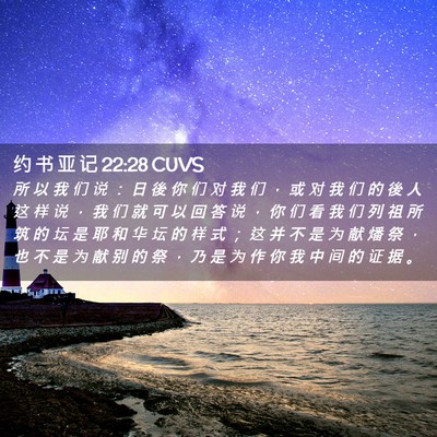 Picture 02 - 约 书 亚 记 22:28 CUVS - 所 以 我 们 说 ： 日 後 你 们 对 我 - Bible Verse Picture
