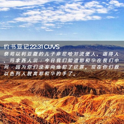 Picture 02 - 约 书 亚 记 22:31 CUVS - 祭 司 以 利 亚 撒 的 儿 子 非 尼 哈 - Bible Verse Picture