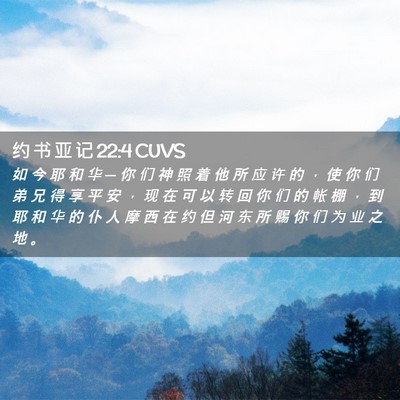 Picture 02 - 约 书 亚 记 22:4 CUVS - 如 今 耶 和 华 ─ 你 们 神 照 着 他 - Bible Verse Picture