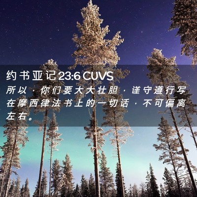 Picture 02 - 约 书 亚 记 23:6 CUVS - 所 以 ， 你 们 要 大 大 壮 胆 ， 谨 - Bible Verse Picture