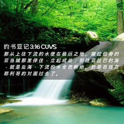 Picture 02 - 约 书 亚 记 3:16 CUVS - 那 从 上 往 下 流 的 水 便 在 极 远 - Bible Verse Picture