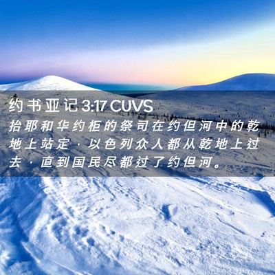 Picture 02 - 约 书 亚 记 3:17 CUVS - 抬 耶 和 华 约 柜 的 祭 司 在 约 但 - Bible Verse Picture