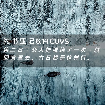Picture 02 - 约 书 亚 记 6:14 CUVS - 第 二 日 ， 众 人 把 城 绕 了 一 次 - Bible Verse Picture