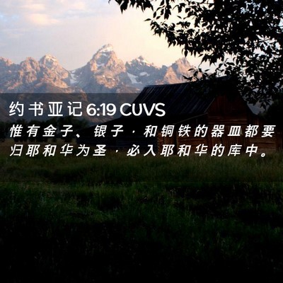 Picture 02 - 约 书 亚 记 6:19 CUVS - 惟 有 金 子 、 银 子 ， 和 铜 铁 的 - Bible Verse Picture