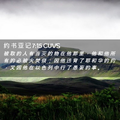 Picture 02 - 约 书 亚 记 7:15 CUVS - 被 取 的 人 有 当 灭 的 物 在 他 那 - Bible Verse Picture