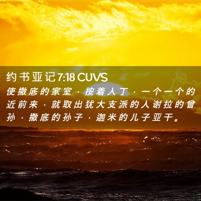 Picture 02 - 约 书 亚 记 7:18 CUVS - 使 撒 底 的 家 室 ， 按 着 人 丁 ， - Bible Verse Picture