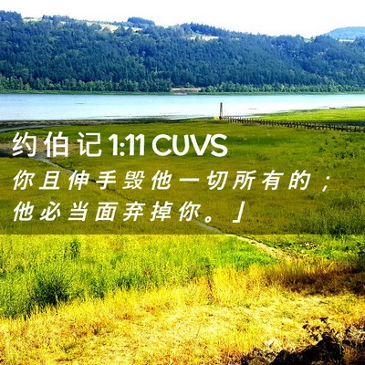 Picture 02 - 约 伯 记 1:11 CUVS - 你 且 伸 手 毁 他 一 切 所 有 的 ； - Bible Verse Picture