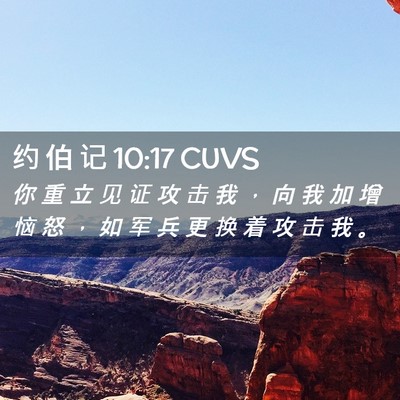 Picture 02 - 约 伯 记 10:17 CUVS - 你 重 立 见 证 攻 击 我 ， 向 我 加 - Bible Verse Picture