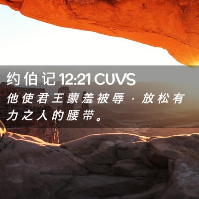 Picture 02 - 约 伯 记 12:21 CUVS - 他 使 君 王 蒙 羞 被 辱 ， 放 松 有 - Bible Verse Picture
