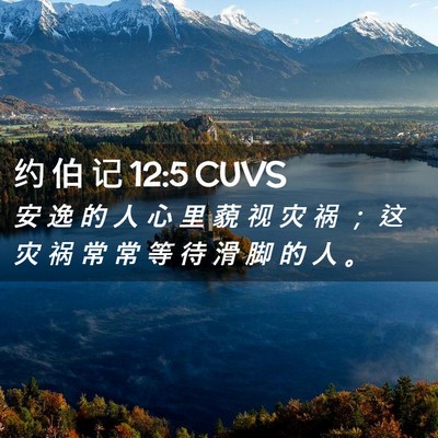 Picture 02 - 约 伯 记 12:5 CUVS - 安 逸 的 人 心 里 藐 视 灾 祸 ； 这 - Bible Verse Picture
