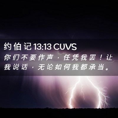 Picture 02 - 约 伯 记 13:13 CUVS - 你 们 不 要 作 声 ， 任 凭 我 罢 ！ - Bible Verse Picture