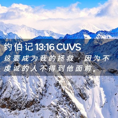 Picture 02 - 约 伯 记 13:16 CUVS - 这 要 成 为 我 的 拯 救 ， 因 为 不 - Bible Verse Picture