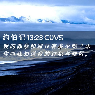 Picture 02 - 约 伯 记 13:23 CUVS - 我 的 罪 孽 和 罪 过 有 多 少 呢 ？ - Bible Verse Picture
