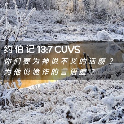 Picture 02 - 约 伯 记 13:7 CUVS - 你 们 要 为 神 说 不 义 的 话 麽 ？ - Bible Verse Picture