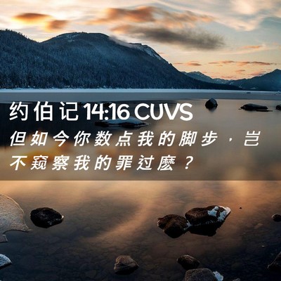 Picture 02 - 约 伯 记 14:16 CUVS - 但 如 今 你 数 点 我 的 脚 步 ， 岂 - Bible Verse Picture