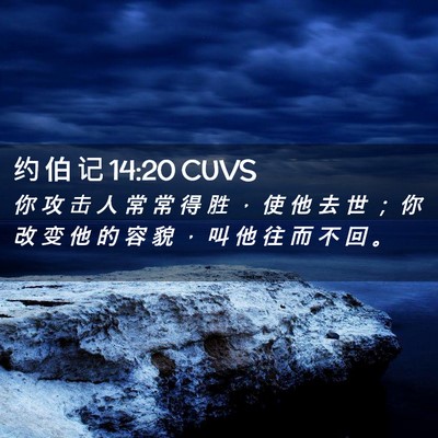 Picture 02 - 约 伯 记 14:20 CUVS - 你 攻 击 人 常 常 得 胜 ， 使 他 去 - Bible Verse Picture