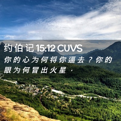 Picture 02 - 约 伯 记 15:12 CUVS - 你 的 心 为 何 将 你 逼 去 ？ 你 的 - Bible Verse Picture