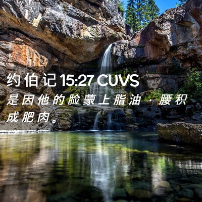 Picture 02 - 约 伯 记 15:27 CUVS - 是 因 他 的 脸 蒙 上 脂 油 ， 腰 积 - Bible Verse Picture