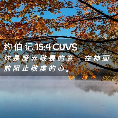 Picture 02 - 约 伯 记 15:4 CUVS - 你 是 废 弃 敬 畏 的 意 ， 在 神 面 - Bible Verse Picture